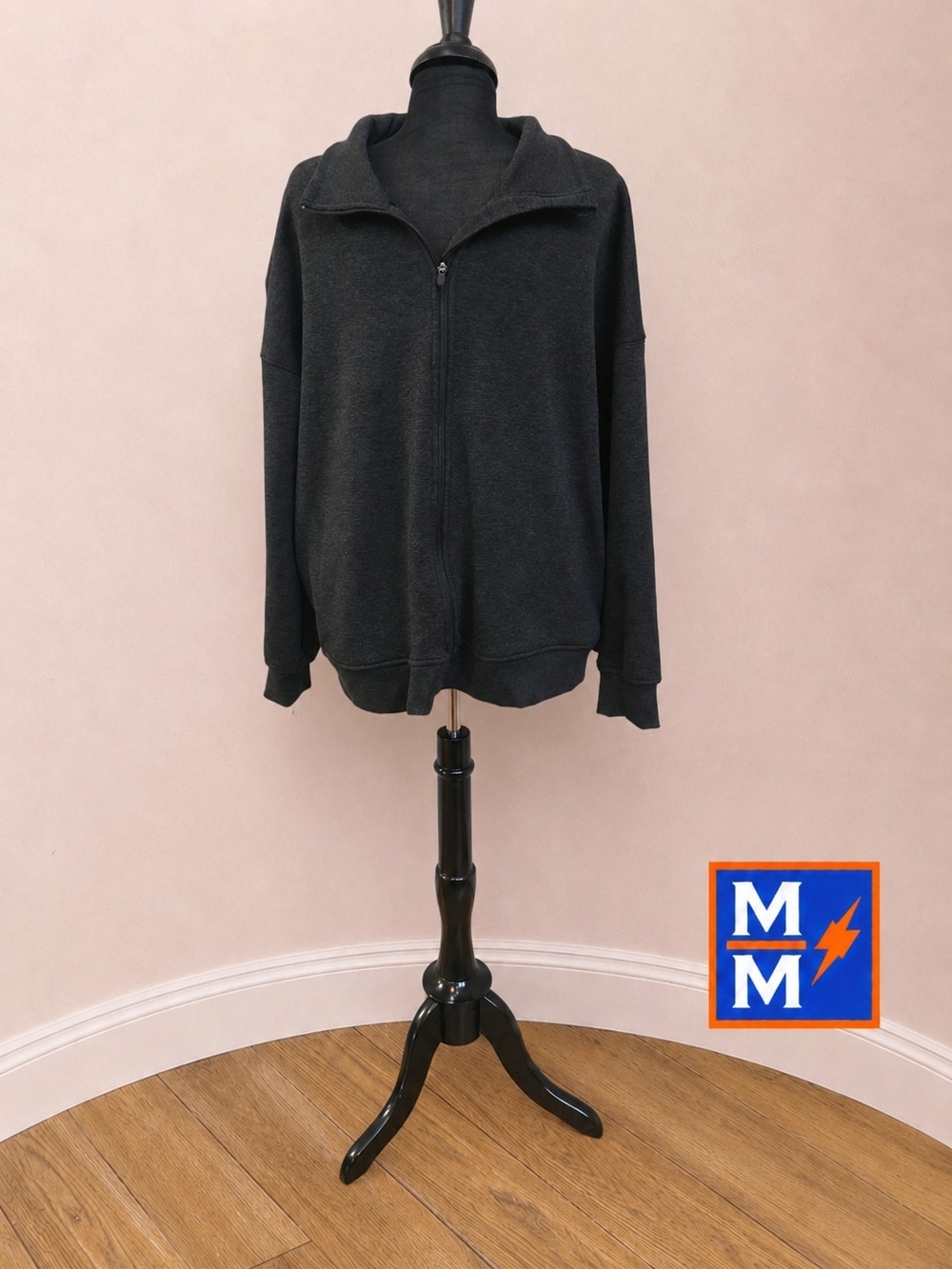 Mondetta Men's XXL Charcoal Full Zip Fleece Jacket Soft Stretch